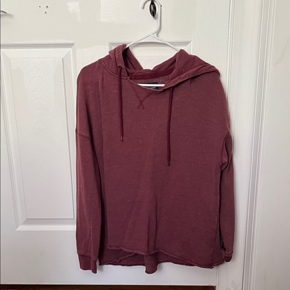 Burgundy Hooded cropped Sweatshirt
